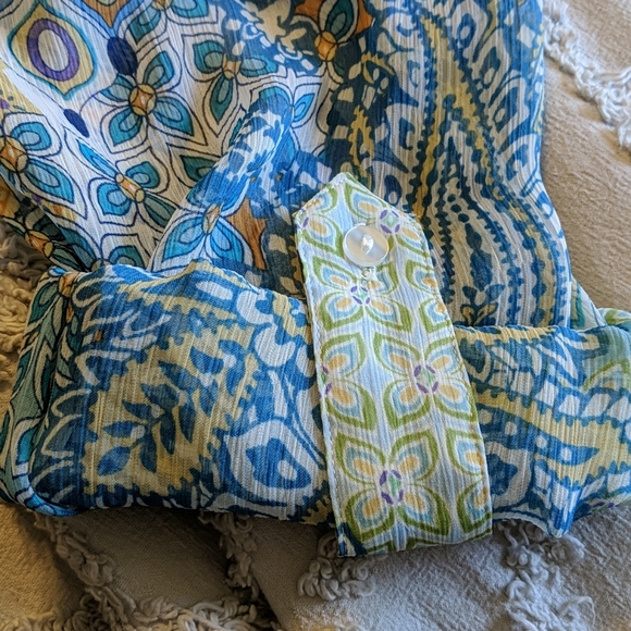 Coldwater Creek Shear Blue Blouse XL - Picture 7 of 7